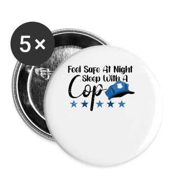 Police Cop Officer Police Office - Buttons large 2.2''/56 mm (5-pack) - white - Front