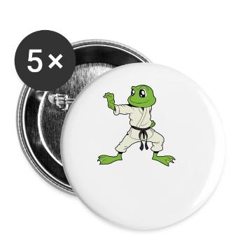 Comic Gecko does karate - Buttons large 2.2''/56 mm (5-pack) - white - Front