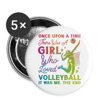 Volleyball Player Team Girl - Buttons large 2.2''/56 mm (5-pack) - white - Front