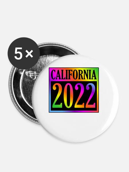 Kalifornien 2022 Geschenk - Buttons groß 56 mm (5er Pack) - Weiß