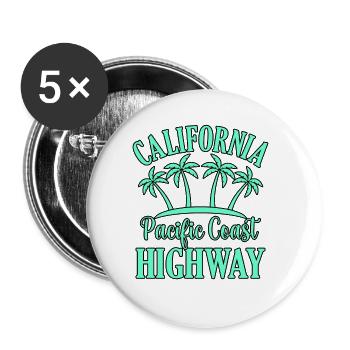 California Pacific Coast Highway Geschenk - Buttons groß 56 mm (5er Pack) - Weiß - Vorne