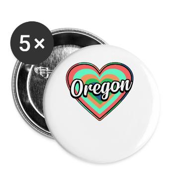Oregon Colorful Heart Gift - Buttons large 2.2''/56 mm (5-pack) - white - Front