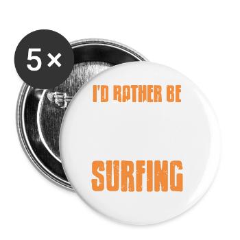 I'd Rather Be Surfing Vintage Surfing T-Shirt - Buttons large 2.2''/56 mm (5-pack) - white - Front