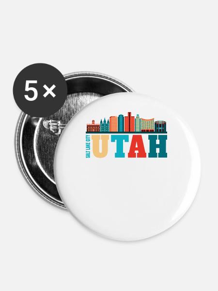 Utah - Buttons groß 56 mm (5er Pack) - Weiß