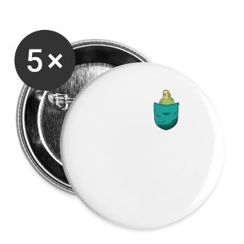 Wellensittich Tasche Papagei Vogel Wellensittich - Buttons groß 56 mm (5er Pack) - Weiß - Vorne