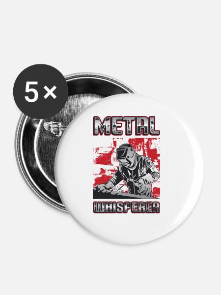 Schweißmetall Whisperer Schweißer - Buttons groß 56 mm (5er Pack) - Weiß