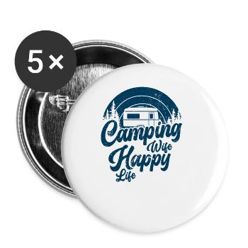 Camping Wife Happy Life Caravan Nature Camper - Buttons large 2.2''/56 mm (5-pack) - white - Front
