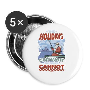 Pêcheur pêcheur Pêche Pêche Canne à pêche Cadeau - Lot de 5 grands badges (56 mm) - blanc - Devant