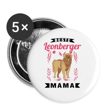 Beste Leonberger Mama - Buttons groß 56 mm (5er Pack) - Weiß - Vorne