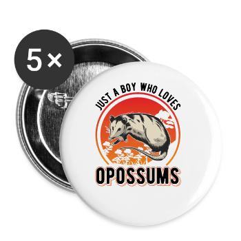 Opossum Junge Possum Beutelratte - Buttons groß 56 mm (5er Pack) - Weiß - Vorne