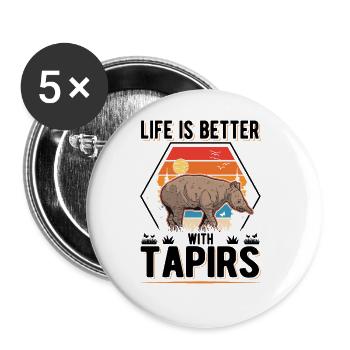 Life is better with Tapirs - Buttons groß 56 mm (5er Pack) - Weiß - Vorne