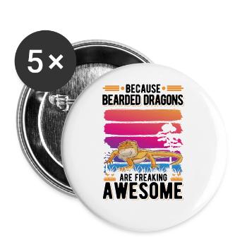 Bearded Dragon Gift Bearded Dragon - Buttons large 2.2''/56 mm (5-pack) - white - Front