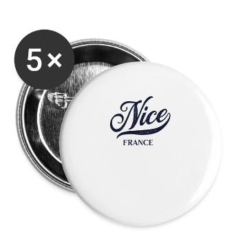 Retro France City - Vintage Nice - Buttons large 2.2''/56 mm (5-pack) - white - Front