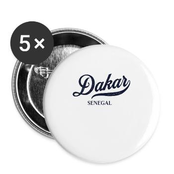 Retro Sénégal City - Vintage Dakar - Lot de 5 grands badges (56 mm) - blanc - Devant