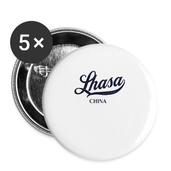 Retro China Stadt - Vintage Lhasa - Buttons groß 56 mm (5er Pack) - Weiß - Vorne