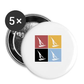 Squares Windsurfing Windsurfing Retro Sport Hobby - Buttons large 2.2''/56 mm (5-pack) - white - Front