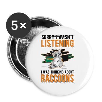 Raccoon Gift Raccoon - Buttons large 2.2''/56 mm (5-pack) - white - Front