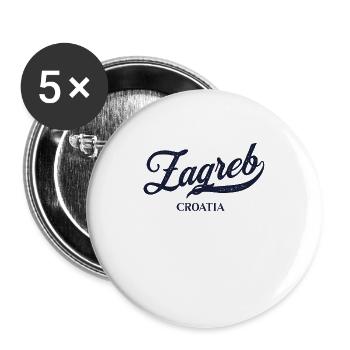 Rétro Croatie Ville - Vintage Zagreb - Lot de 5 grands badges (56 mm) - blanc - Devant