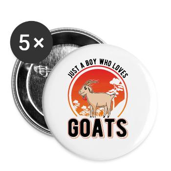 Juste un garçon qui aime les chèvres Chèvres Chèvres Hôte - Lot de 5 grands badges (56 mm) - blanc - Devant