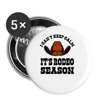 Rodeo Western Cowboy Wilder Westen Retro Pferd - Buttons groß 56 mm (5er Pack) - Weiß - Vorne