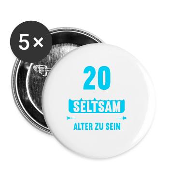 Seltsam im gleichen Alter wie alte 20. Geburtstag - Buttons groß 56 mm (5er Pack) - Weiß - Vorne