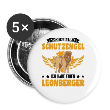 Leonberger Schutzengel - Buttons groß 56 mm (5er Pack) - Weiß - Vorne