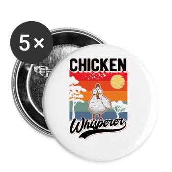 Poulet Chuchoteur Éleveur de poulet - Lot de 5 grands badges (56 mm) - blanc - Devant