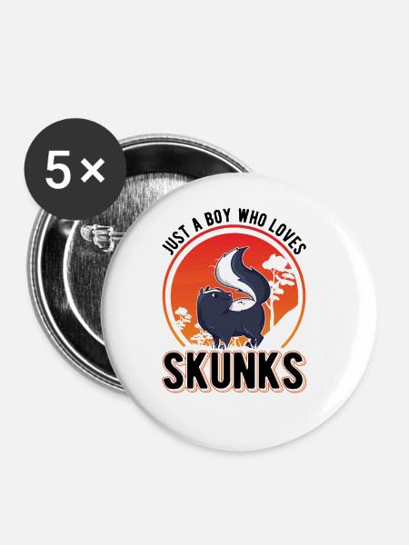 Stinktier Junge Skunk - Buttons groß 56 mm (5er Pack) - Weiß
