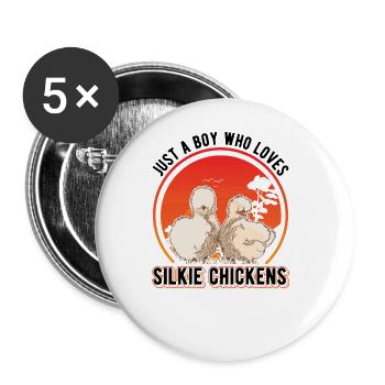 Silk Chicken Young Silkie Chicken - Buttons large 2.2''/56 mm (5-pack) - white - Front