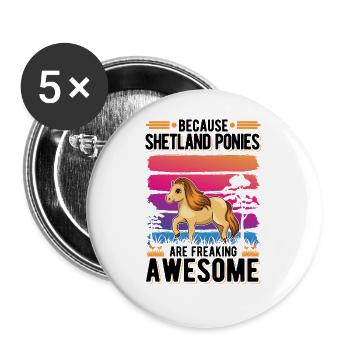 Parce que les poneys Shetland sont impressionnants - Lot de 5 grands badges (56 mm) - blanc - Devant