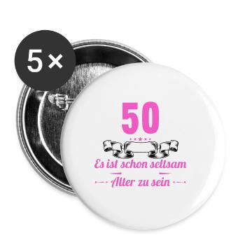 Seltsam im gleichen Alter wie alte 50. Geburtstag - Buttons groß 56 mm (5er Pack) - Weiß - Vorne