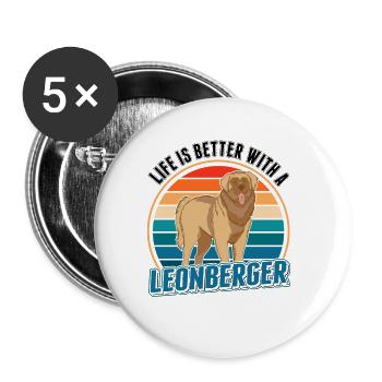 Life is better with a Leonberger - Buttons large 2.2''/56 mm (5-pack) - white - Front