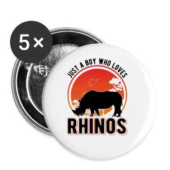 Just a Boy who loves Rhinos Rhino - Buttons large 2.2''/56 mm (5-pack) - white - Front