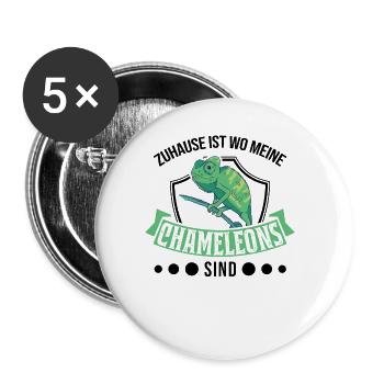 Zuhause ist wo meine Chameleons sind - Buttons groß 56 mm (5er Pack) - Weiß - Vorne