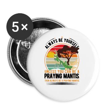 Praying Mantis Gottesanbeterin - Buttons groß 56 mm (5er Pack) - Weiß - Vorne