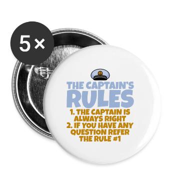 The Captain's Rules, The Captain Is Always Right 4 - Buttons groß 56 mm (5er Pack) - Weiß - Vorne