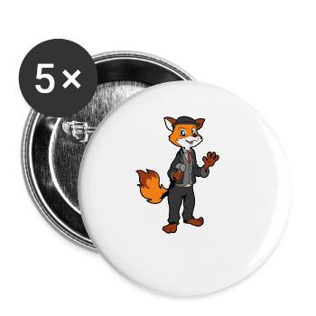 Comic Fuchs als Zimmermann - Buttons groß 56 mm (5er Pack) - Weiß - Vorne