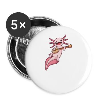 Comic Axolotl spielt Banjo - Buttons groß 56 mm (5er Pack) - Weiß - Vorne