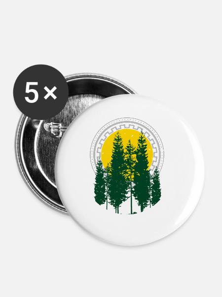Baum - Buttons groß 56 mm (5er Pack) - Weiß