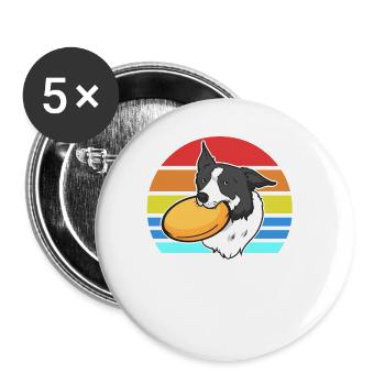 Retro Dog Frisbee Coach Awesome Coach Designs - Lot de 5 grands badges (56 mm) - blanc - Devant