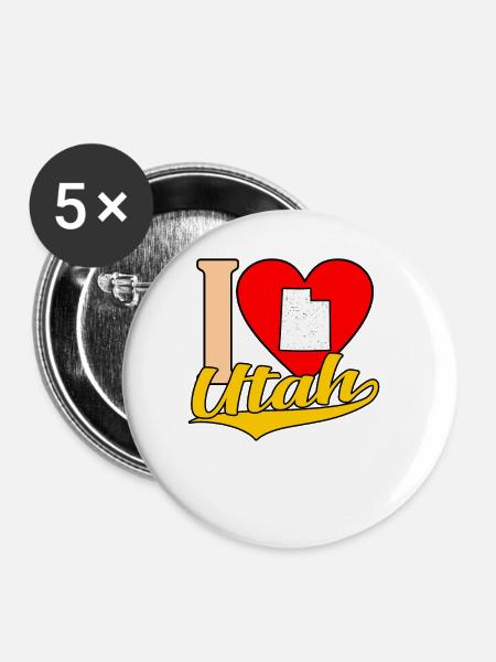 Ich Liebe Utah-geschenk - Buttons groß 56 mm (5er Pack) - Weiß