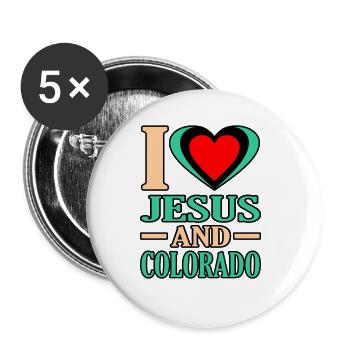J’aime Jésus et le cadeau du Colorado - Lot de 5 grands badges (56 mm) - blanc - Devant