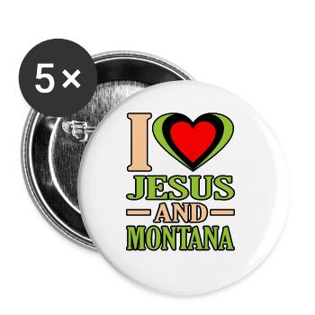 J’aime Jésus et le don du Montana - Lot de 5 grands badges (56 mm) - blanc - Devant
