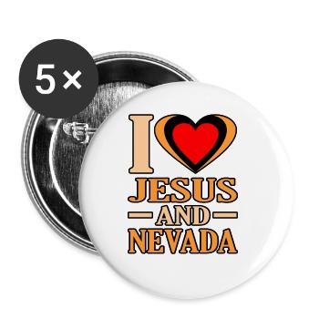 Ich Liebe Jesus Und Nevada Geschenk - Buttons groß 56 mm (5er Pack) - Weiß - Vorne