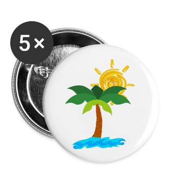 Palmen am Strand - Buttons groß 56 mm (5er Pack) - Weiß - Vorne