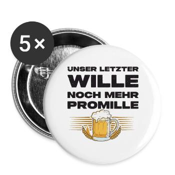 Noch Mehr Promille - Lustiger Bier Spruch - Buttons groß 56 mm (5er Pack) - Weiß - Vorne