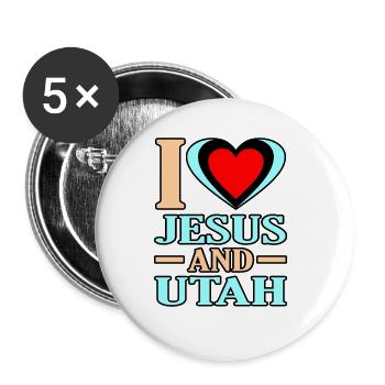 Liebe Jesus Und Utah Geschenk - Buttons groß 56 mm (5er Pack) - Weiß - Vorne
