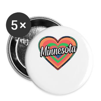 Colorful heart gift of Minnesota - Buttons large 2.2''/56 mm (5-pack) - white - Front
