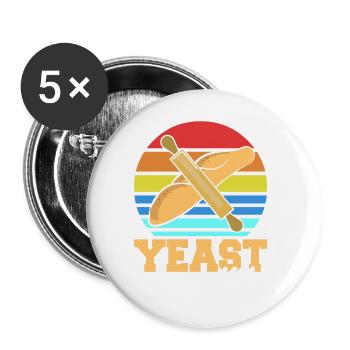 Mode Levure Drôle Rétro Boulanger T-Shirt Cadeau Cadeau - Lot de 5 grands badges (56 mm) - blanc - Devant