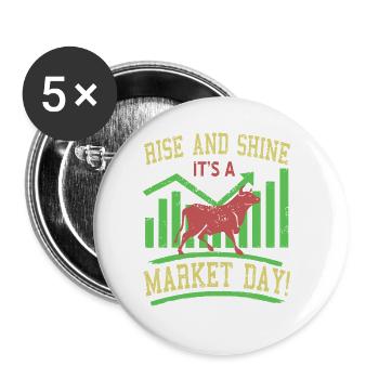 Rise And Shine C’est un jour de marché! Thé vintage - Lot de 5 grands badges (56 mm) - blanc - Devant